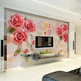 3d立体影视墙大型壁画客厅电视背景墙纸温馨红玫瑰壁纸无缝墙布