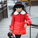 2016新款时尚韩版女童中大童冬季舒适可爱毛呢棉衣外套反季清仓
