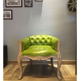 美式乡村沙发 欧式复古怀旧老虎椅单人沙发椅咖啡厅抹茶绿休闲椅
