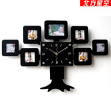 相框树时尚创意相框挂钟 欧式田园个性时钟客厅卧室静音石英钟表