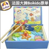 1-2-3岁宝宝钓鱼玩具 木盒磁性双杆钓鱼 木质儿童益智礼物包邮