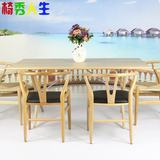 实木餐桌休闲欧式创意桌设计师水曲柳桌咖啡厅餐厅长方客厅桌子