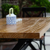 欧式风格铁艺实木餐桌现代简约原木复古餐桌椅组合设计实木办公桌
