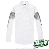 62223064 现货代购 GXG男装16夏季新款男士时尚白色休闲长袖衬衫