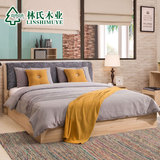 林氏木业现代家具简约板式床气动储物双人床+床头柜LS014BC1组合