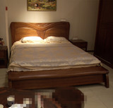 现代简约桃花芯木实木床家具 中式实木双人床1.5 1.8米实木床热卖