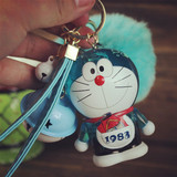 多啦a梦机器猫铃铛毛球钥匙扣 大白蓝胖子叮当猫汽车钥匙挂件