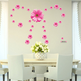 粉色雏菊墙贴纸顶角线客厅电视墙沙发背景墙浪漫卧室装饰贴画贴花