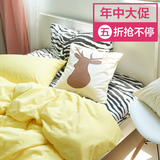 欧美韩式简约风纯色纯棉学生宿舍床单床笠宜家三件四件套床上用品