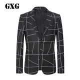 GXG男装春季新款西服外套 男士时尚黑色线条商务西装#53101123