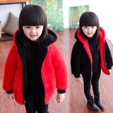 童装冬装中小儿童棉衣韩版女童双面穿毛毛衣男宝宝圣诞帽棉服外套