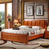 全实木橡木床1.8米1.5米单人 双人床高箱储物床现代中式气压婚床
