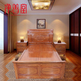 中式实木大人床带柜组合床花梨木卧室1.2米单人床红木雕花儿童床