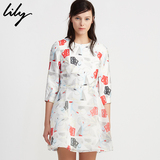 lily丽丽专柜正品代购现货2015冬季七分袖女连衣裙115120L7118