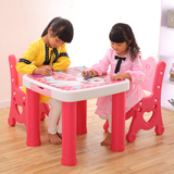 双层加厚 儿童塑料桌椅 幼儿园塑料桌椅 宝宝餐桌椅 学习桌