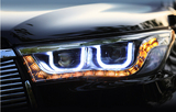 丰田15款汉兰达大灯总成 改装新汉兰达大灯LED天使眼Q5双光透镜