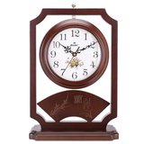 欧式实木双面台钟卧室客厅钟表中式复古时钟表现代创意静音座钟表