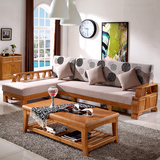 实木沙发组合实木沙发床推拉伸缩两用榉木三人实木沙发包物流特价