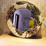 复古洗手间壁挂圆镜 创意树脂浴室卫生间镜新中式古典镜子镜框