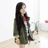2016韩国童装秋冬新款女童军绿色夹克风衣儿童外套母女亲子装风衣