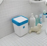 韩国进口 桌面收纳盒  垃圾桶 浴室 带盖 翻盖 高档塑料 白色方形