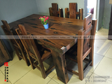 老船木实木家具 现代简约 船木餐桌椅组合家用餐桌餐厅餐桌可定制