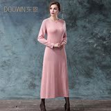 DOOWN2015新款羊绒衫连衣裙女士修身包臀裙打底衫针织纯色圆领