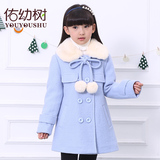 2015冬季新款女童大衣毛呢外套潮韩版儿童中长款夹棉加厚呢子大衣