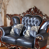 欧式真皮沙发简约高档皮艺奢华实木雕花客厅大小户型123组合沙发