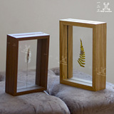 简约礼物原木色双面玻璃植物标本相框6寸7寸实木创意摆台装饰画框