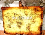 复古世界地图墙贴超大航海地图卧室客厅装饰画挂图欧式田园油画布