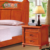 橡木床头柜特价现代简约时尚储物柜白色卧室家具实木雕花整装包邮