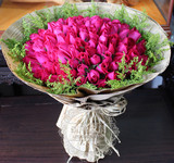99朵高级紫玫瑰预定上海鲜花速递同城七夕节情人节送花包邮上门