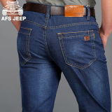 AFSJEEP夏季薄款男士牛仔裤青年直筒休闲长裤子中年弹力大码男裤