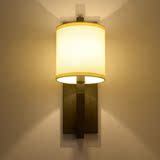 现代新中式铁艺壁灯简约创意卧室床头灯仿古布艺灯具酒店过道壁灯