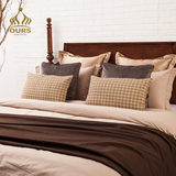 素色样板房床品别墅11件套中式复古棉麻含芯素色简约床上用品家纺