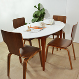 北欧椭圆餐桌椅组合白色餐桌家用简约现代小户型橡木饭桌子包邮