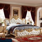 亿菲堡欧式床双人庆 法式主卧床奢华实木雕花真皮床 免费送货安装