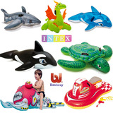 正品INTEX水上动物充气坐骑儿童玩具 超大海龟蓝鲸座骑成人游泳圈
