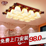 新中式吊灯卧室灯具创意中式客厅灯长方形大气实木现代餐厅灯温馨