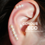 CCHOUSECO 韩国独家定制 天然珍珠排列 纯银针 绝美耳夹式 耳钉