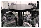 桌咖啡桌办公桌会议桌洽谈桌接待桌圆桌黑色橡木餐桌椅小户型餐
