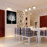 餐厅装饰画单幅冷色调挂画黑白发财树抽象壁画无框画走廊玄关过道