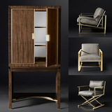 a297 现代美式新中式家具沙发桌椅柜床等单品 室内软装设计素材