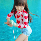 外贸宝宝比基尼 韩国正品女童分体冲浪服 防紫外线带袖防晒游泳衣