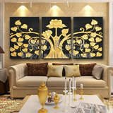 东南亚风格立体金箔画莲花菩提树纯手绘油画客厅酒店装饰墙挂画