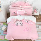 纯棉韩式风kitty床上三四件套全棉kt凯蒂猫儿童床单3卡通床品1.8m