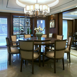 新中式餐椅圆桌餐厅样板房酒店会所实木餐桌椅子组合厂家家具定制