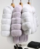 海宁芬兰进口整皮狐狸毛皮草外套新款2015中长款竖条女士皮草大衣