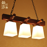 实木吊灯设计师地中海东南亚中式美式乡村餐厅灯吊灯三头田园灯具